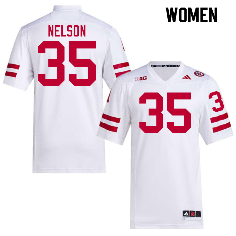 Women #35 Mekhi Nelson Nebraska Cornhuskers College Football Jerseys Stitched Sale-White